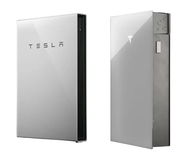 Tesla Powerwall 3 battery, front and side views