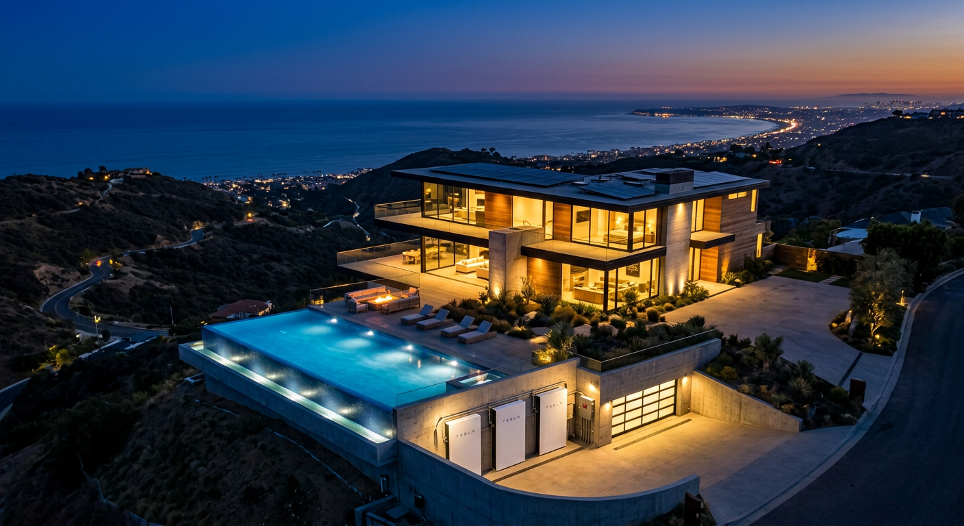 Home using battery storage at night